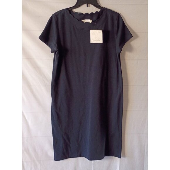 Pappagallo Women's Navy Blue Scallop Neck T-Shirt Dress Size M NWT $99 - Picture 1 of 6